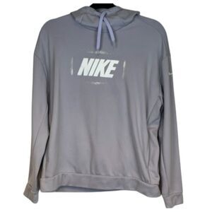 NIKE Hoodie Women's Medium Gray Purple Fleece Lined Pullover Drawstring Hood